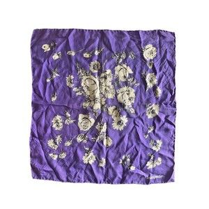 JACQMAR Scarf Vintage Silk Designer Scarvesilove Square Floral Purple